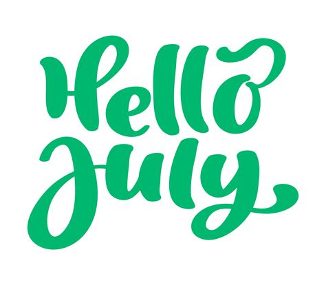 Hello July Lettering Print Vector Text Summer Minimalistic