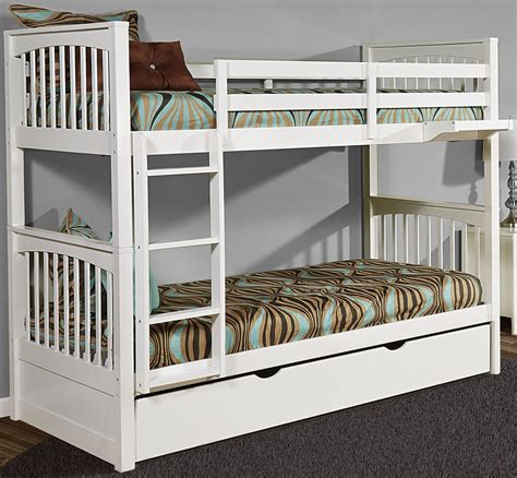 Pulse White Twin Over Twin Bunk Bed With Trundle From Ne Kids Coleman