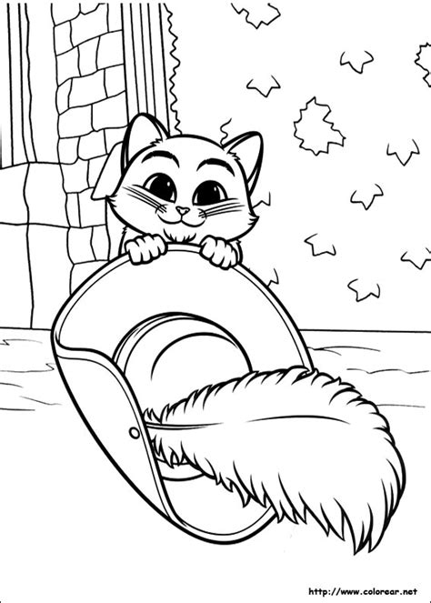 gato con botas tierno para colorear