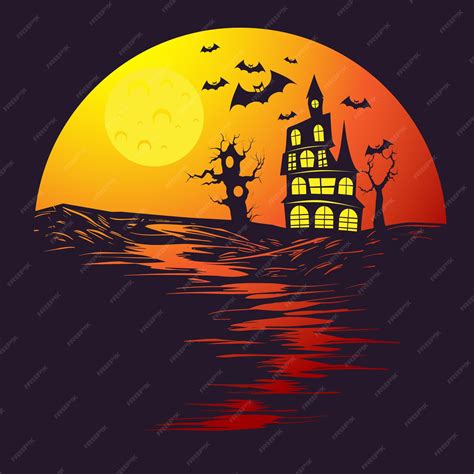 Premium Vector Halloween Landscape Vector Illustration
