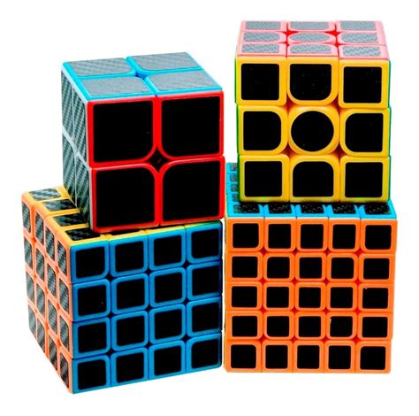 Paquete 4 Cubos Rubik Moyu 2x2 3x3 4x4 5x5 Fibra De Carbono Mercado Libre