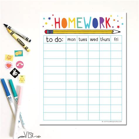 Weekly Homework Chart Printable Printable Word Searches