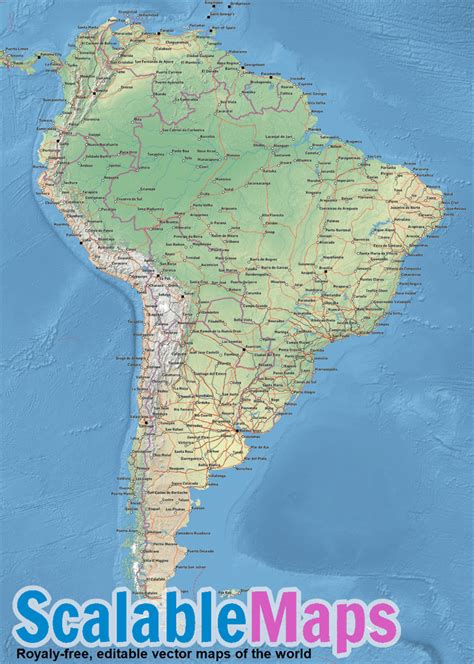 Scalablemaps Vector Map Of South America Shaded Relief Raster