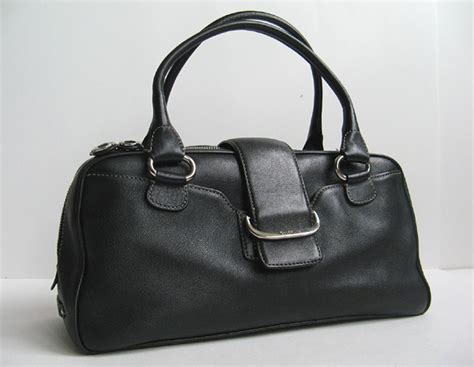 Cole Haan Large Black Leather Handbag Womens Black Satchel