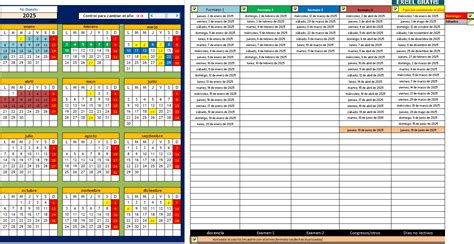 Plantilla De Calendario Para Aplicar Distintos Formatos A Ciertos Días