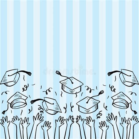 Graduation Background With Graduate Cap Sketch Stock Vector