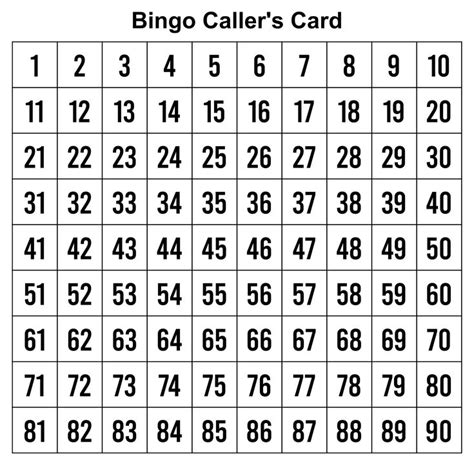 10 Best Free Printable Bingo Numbers Sheet