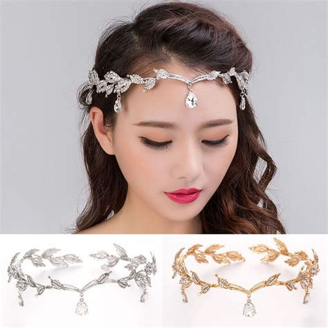 vintage crystal bridal hair accessory wedding rhinestone waterdrop leaf tiara crown headband