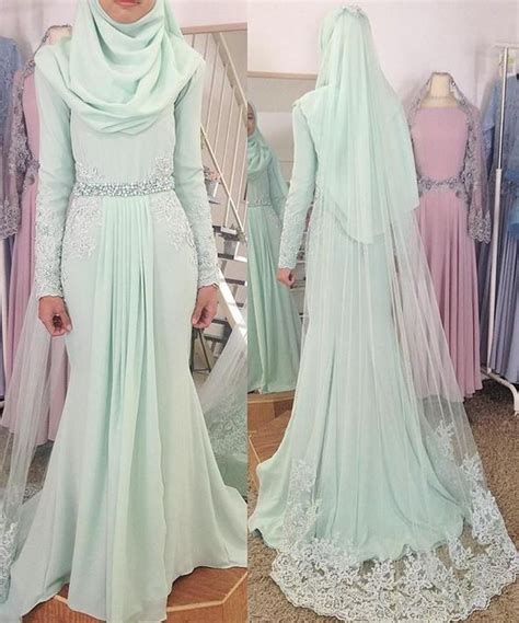 Robe De Mariée Hijab Manche Long Redoublé Nikah Dress Malay Wedding Dress Wedding Dress Outfit