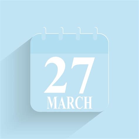 Premium Vector March 27 Daily Calendar Icon Date And Time Day Month