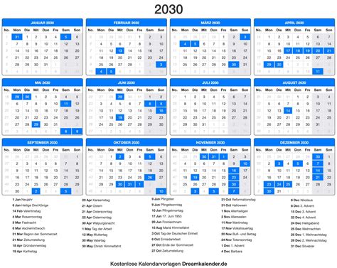 Kalender 2030