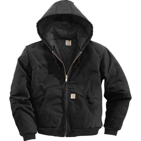 Carhartt Mens Duck Active Jacket Quilt Lined Black Small Regular