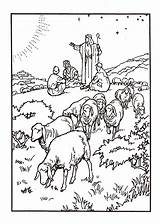 Coloring Bible Sunday Shepherds Watching Flocks Colouring Sheets Drawing Crafts Activities Christmas sketch template