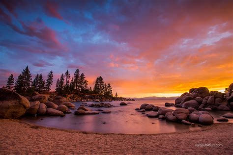 Sunset At Sand Harbor Beach Lake Tahoe By Sergey1984 On