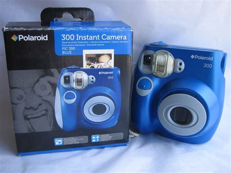 Vtg Blue Polaroid 300 Instant Camera In Original Box Works Great