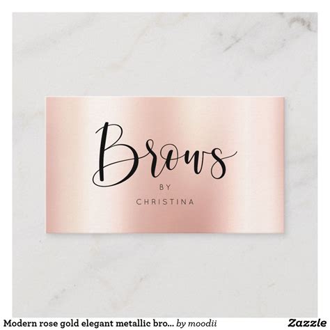 Modern Rose Gold Elegant Metallic Brows Script Business Card Zazzle