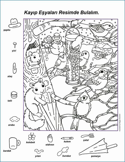 Hidden Object Animals Coloring Page