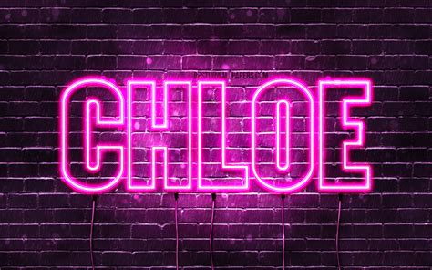Download Wallpapers Chloe 4k Wallpapers With Names Female Names Chloe Name Purple Neon
