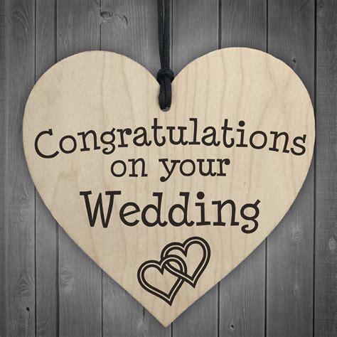 Congratulations On Your Wedding Wooden Hanging Heart Plaque
