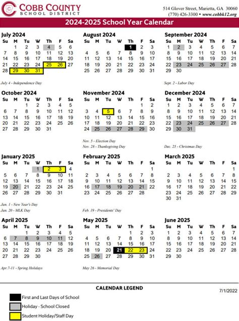 Cobb county school calendar 2024-2025