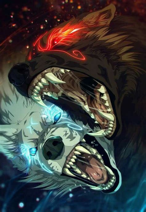 Skoll And Hati Off White Anime Wolf Werewolf Art Demon Wolf