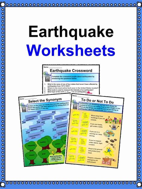 Earthquakes Worksheets For Kids