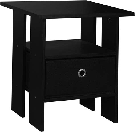 Urbnliving 3 Tier Black Wooden Modern Side End Table With Colourful