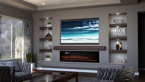 Dagr Design Media Wall Calm Tv Above Linear Fireplace Classique