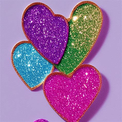 Glitter Rainbow Hearts Graphic · Creative Fabrica
