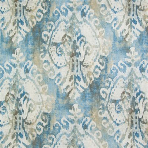 Nile Blue Ikat Prints Upholstery Fabric