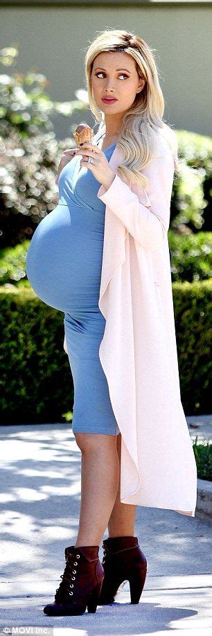 Pregnant Holly Madison Displays Her Huge Bump In Tight Blue Dress