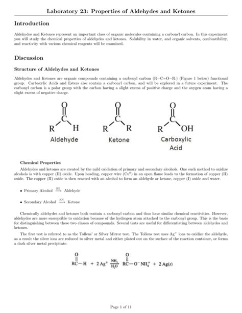 laboratory 23 properties of aldehydes and ketones introduction