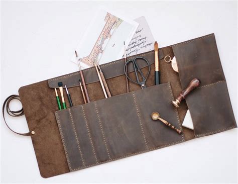 Leather Roll Artist Roll Leather Pencil Roll Leather Pencil Case