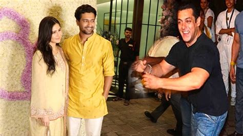 Married Katrina Kaif Arrives At Salman Khans Ganesh Chaturthi With Hisband Vicky Kaushal First