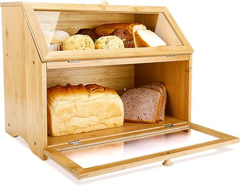 Buy Homekoko Double Layer Large Bread Box For Kitchen Counter Wooden