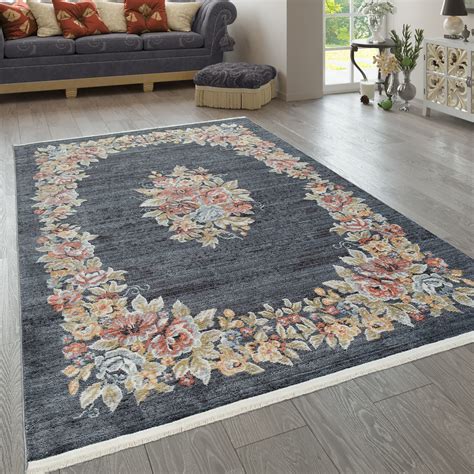 Oregon flachgewebe teppich von kibek in blau 80 x 150 cm aus synthetischen fasern macht sich auch in turnahe nicht dick. Teppich Wohnzimmer Orientteppich Floral Blau | Teppich.de