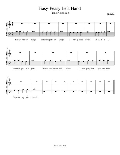 Easy Peasy Left Hand Sheet Music For Piano Solo