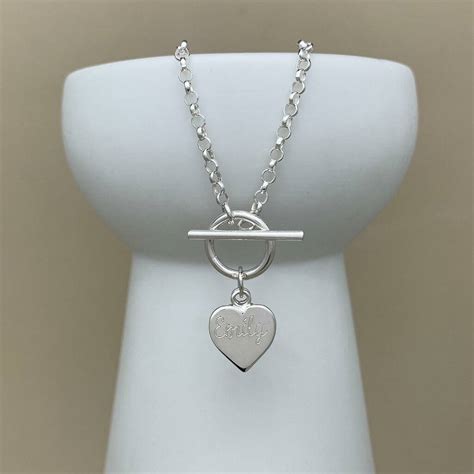 Engraved Sterling Silver Double Heart Charm Necklace By Nest