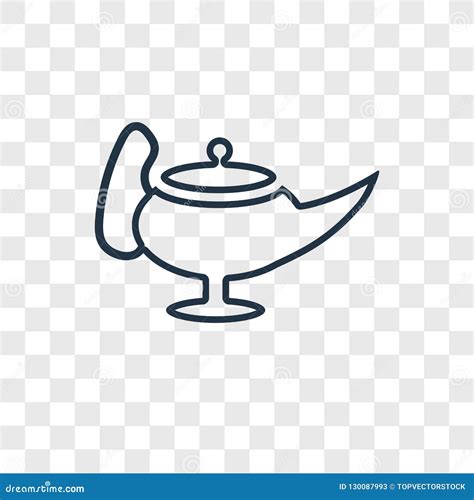 Genie Lamp Concept Vector Linear Icon Isolated On Transparent Ba Stock