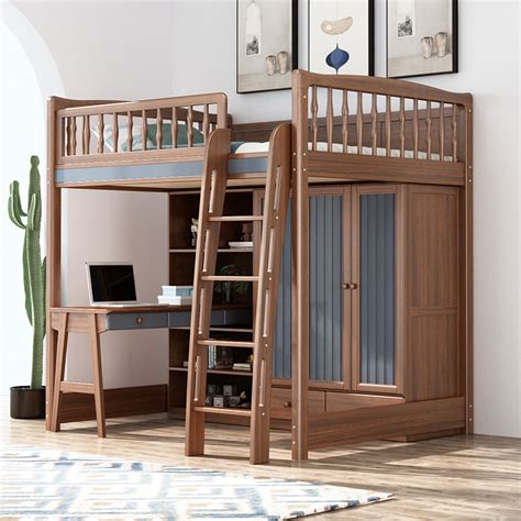 Solid Wood Loft Bed With Wardrobe And Desk Good Idea Products Shop