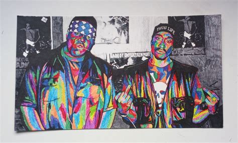 Biggie Smalls And Tupac Shakur Poster Artwork Drawing Wallart Hiphop