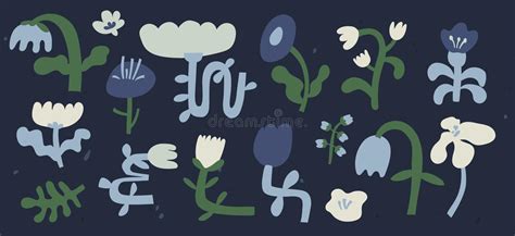 Scandinavian Abstract Flower Collection Isolated Vector Tulip