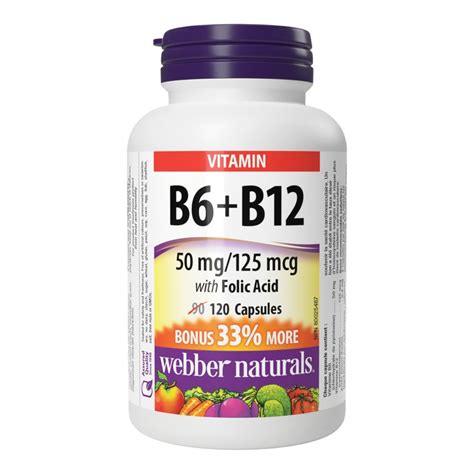 Webber Naturals Vitamin B6b12 Capsules 50 Mg125 Mcg 120s