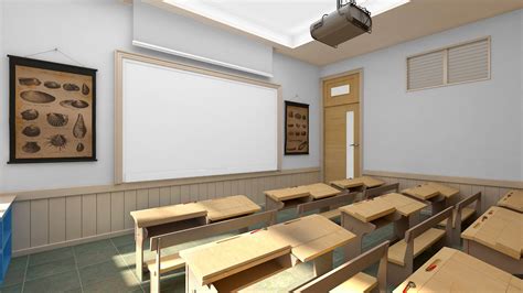 3d classroom class room model turbosquid 1534735