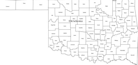 Black And White Oklahoma Digital Map With Counties