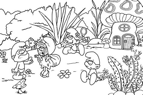 Smurf Village Coloring Pages