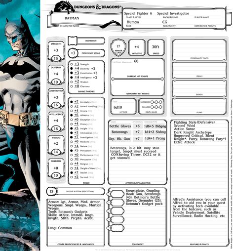 Batman Character Sheet Dnd 5e By Envidia14 On Deviantart