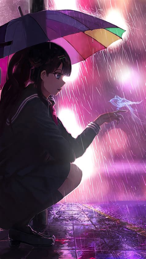 1080x1920 Umbrella Rain Anime Girl 4k Iphone 76s6 Plus