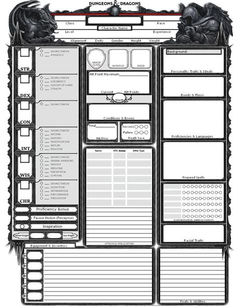Printable D And D Character Sheets