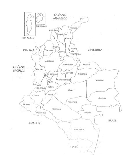 Mapa Division Politica De Colombia Para Colorear